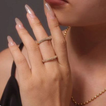 Zircon Light Luxury Ring Stainless Steel PVD Plated Finger Ring Jewelry