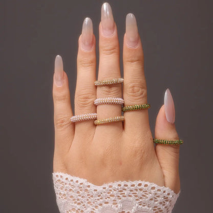 Zircon Light Luxury Ring Stainless Steel PVD Plated Finger Ring Jewelry